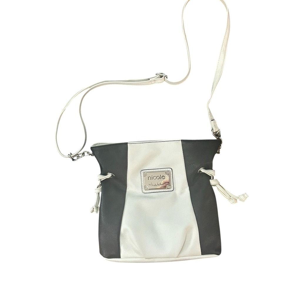 Nicole by Nicole Miller White & Navy Crossbody Bag 10in x 9in